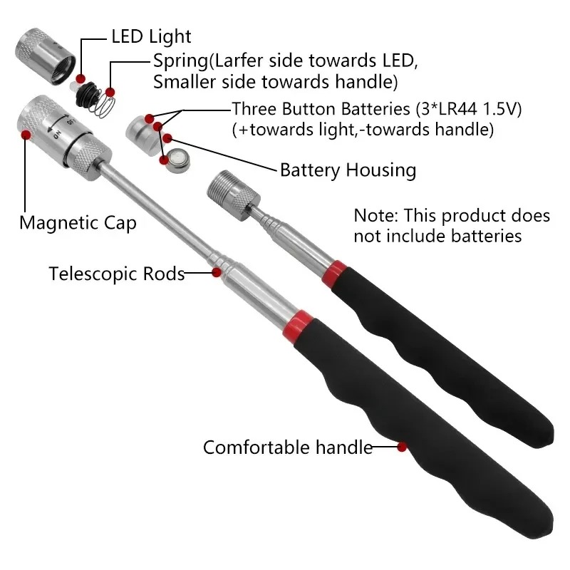 Telescopic Fishing Rod - Teleskopowy długopis magnetyczny z lampką LED,
